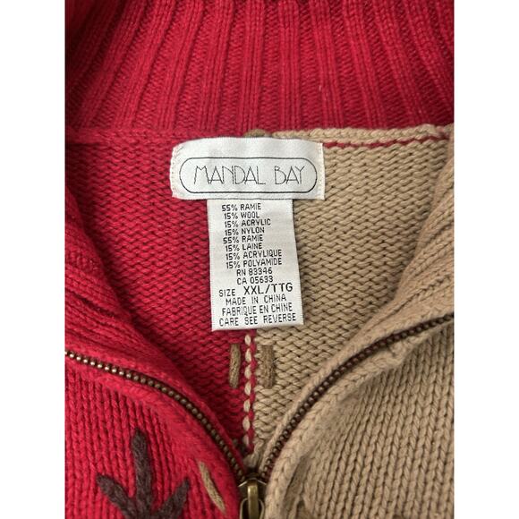 Vintage Mandal Bay Sweater W/Quarter Zip Pine Forest CabinCore Rustic Chic XXL - Picture 5 of 7